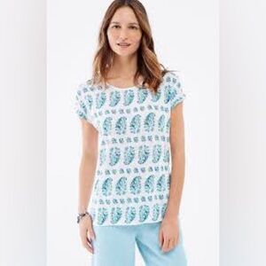 J Jill Patterned 100% Linen Cap Sleeve Top